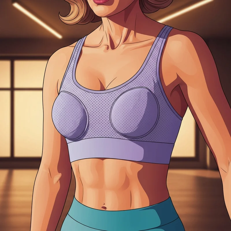 A high-performance anita sports bra showing detailed support features for high-impact exercise.