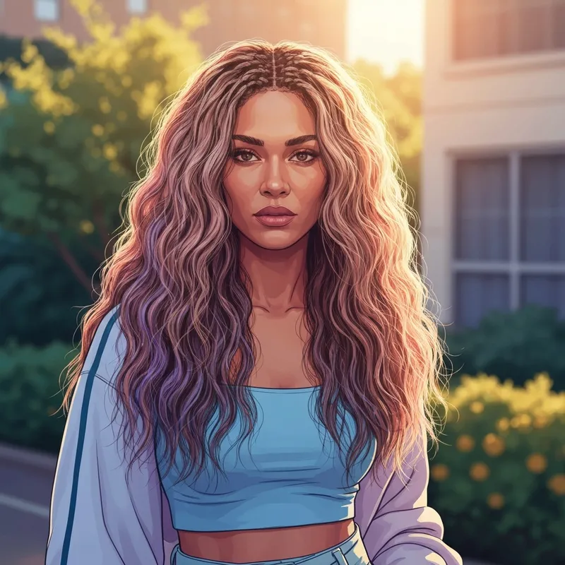 A young woman with a perfectly styled braid perm showcasing the beach wave aesthetic in natural sunlight.