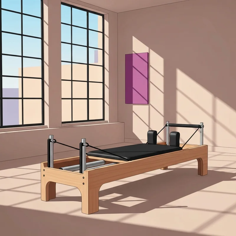 A high-end wooden frame illustrating the typical pilates reformer price for a luxury home studio setup.