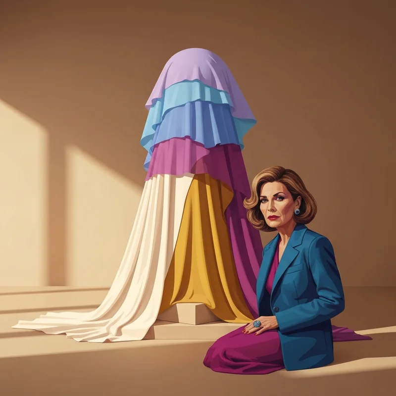 A symbolic representation of the structural support found in the biggest bra through architectural fabric draping.