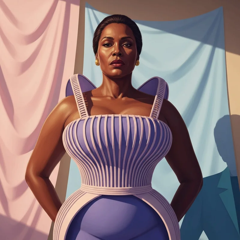 A woman standing with dignity, representing the strength required to navigate the biggest bra size in the world.