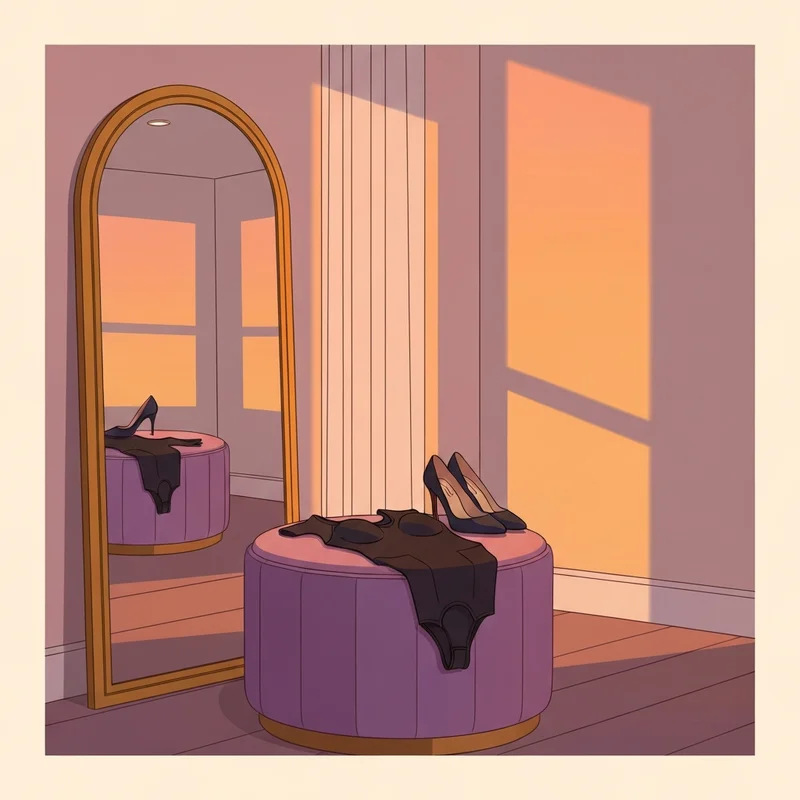 A high-end obsidian miracle shapewear bodysuit displayed in a luxury dressing room.