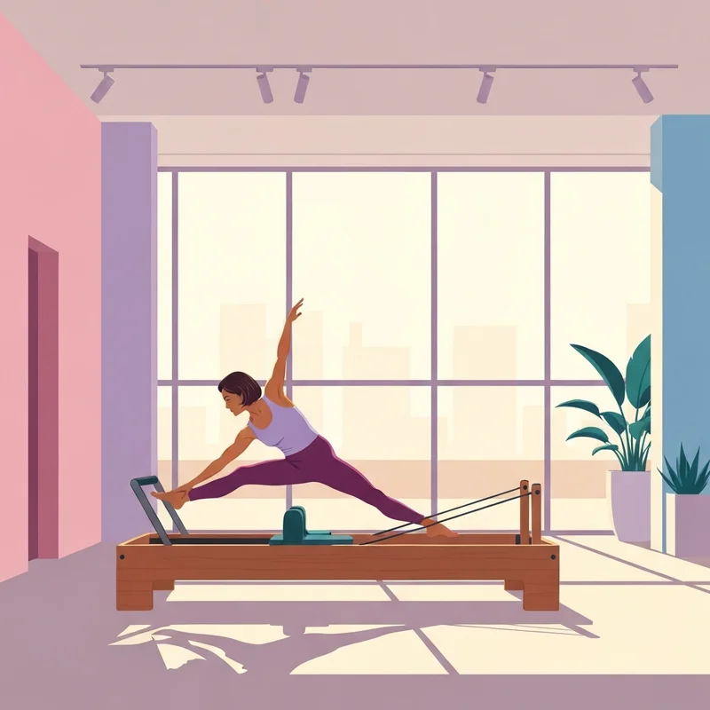A serene studio setting featuring Clearly Reformer Pilates equipment and a focused individual achieving mental clarity through movement.
