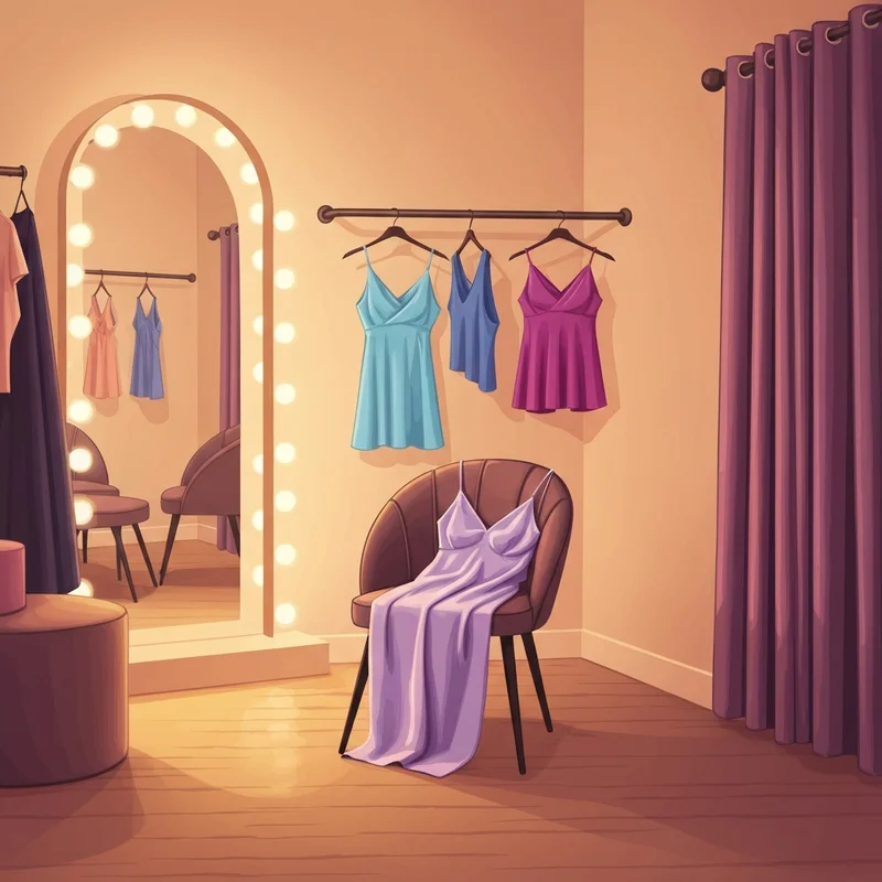 A modern woman confidently checking her reflection in a mirror after a successful bra size conversion.