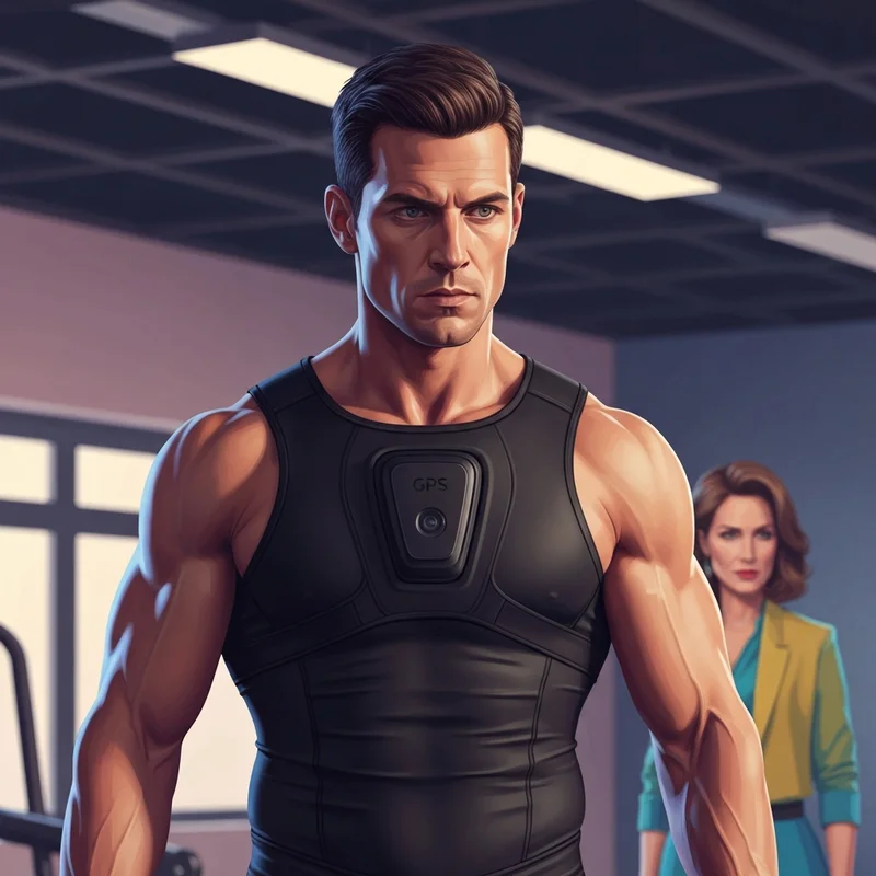 A professional athlete wearing a high-performance mens sports bra for GPS tracking and chest support during an intense workout.