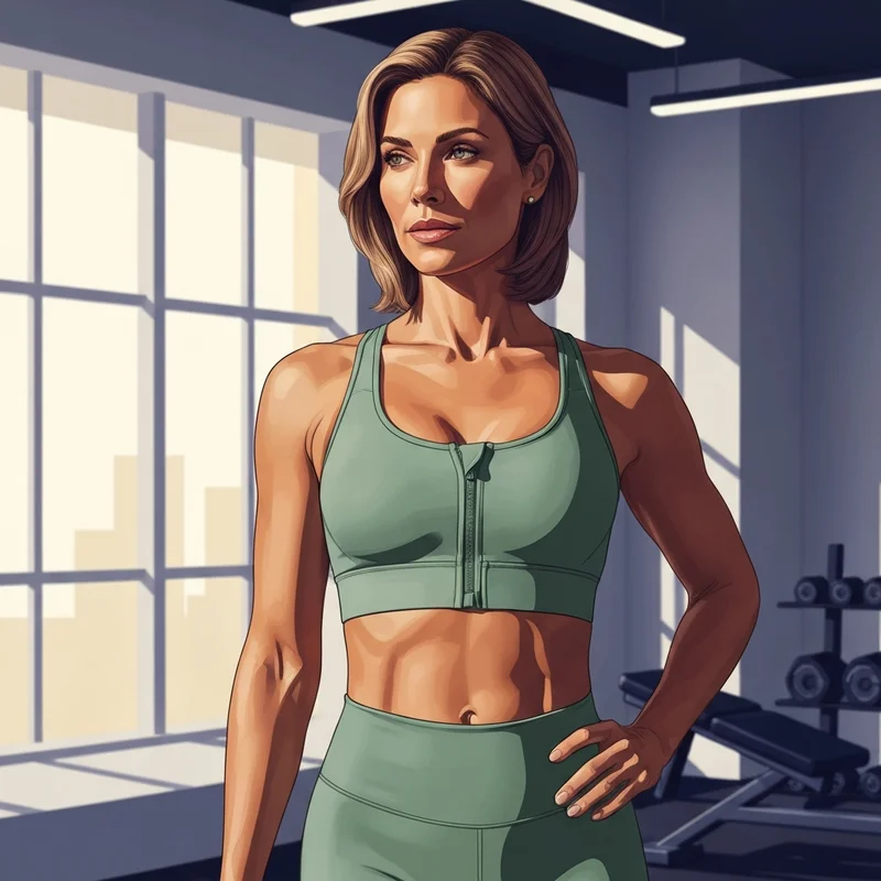 A woman wearing a stylish calia sports bra during a sunrise yoga session.