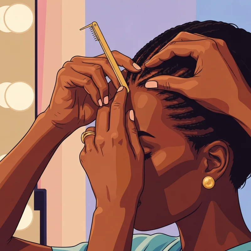 A detailed close-up showing a perfect braid pattern for crochet braids being prepared for an install.