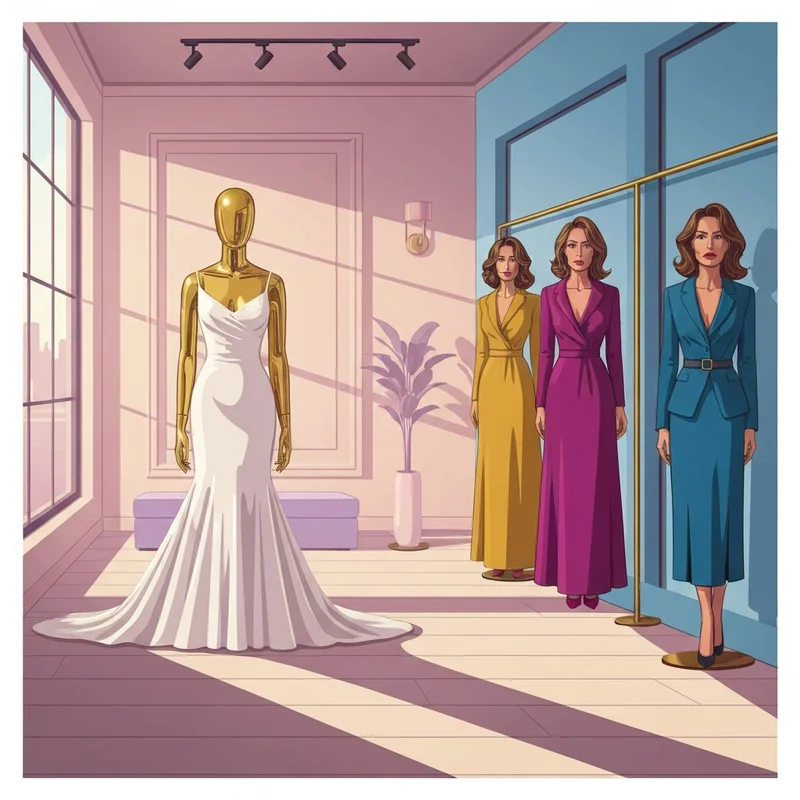 A luxury display of a gown requiring specialized wedding dress shapewear.