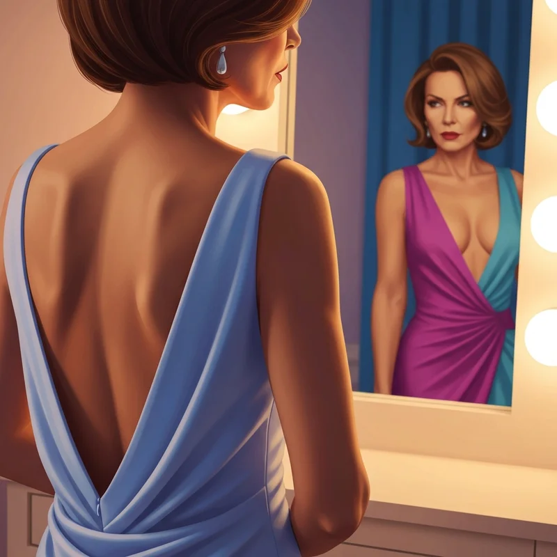 A woman wearing an elegant silk gown and the perfect bra to wear with backless dress for a wedding.