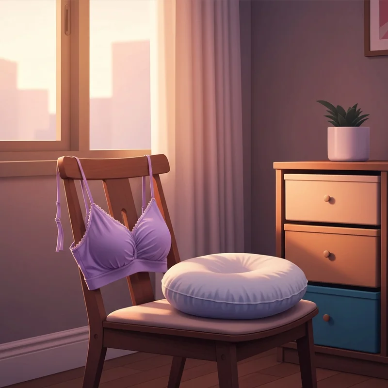 A comfortable and stylish wireless nursing bra sitting in a peaceful nursery setting.