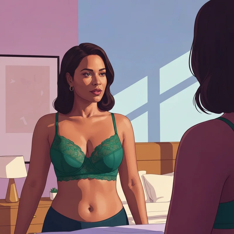 A woman celebrating her snatched silhouette in a perfectly fitted 32g bra size.