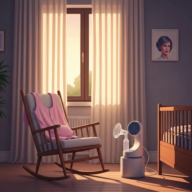 A serene nursery scene highlighting the comfort of a larken pumping bra during a peaceful morning.