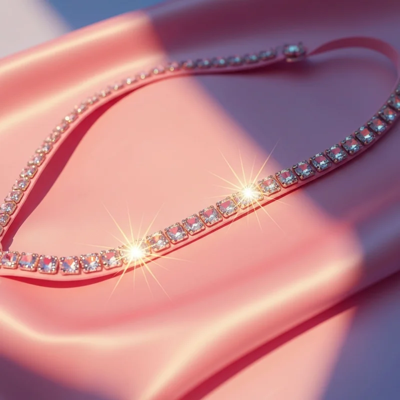A close-up of the shimmering straps on a victoria secret rhinestone bra catching the light.