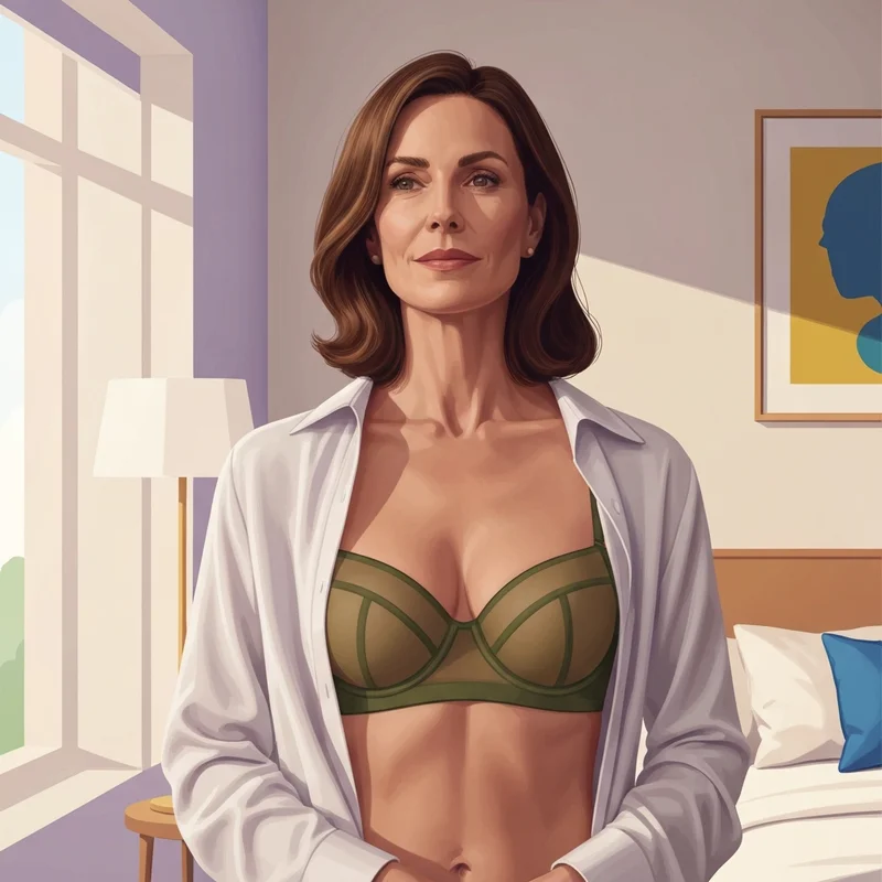 A woman wearing a supportive and aesthetic wireless balconette bra that provides lift and separation.