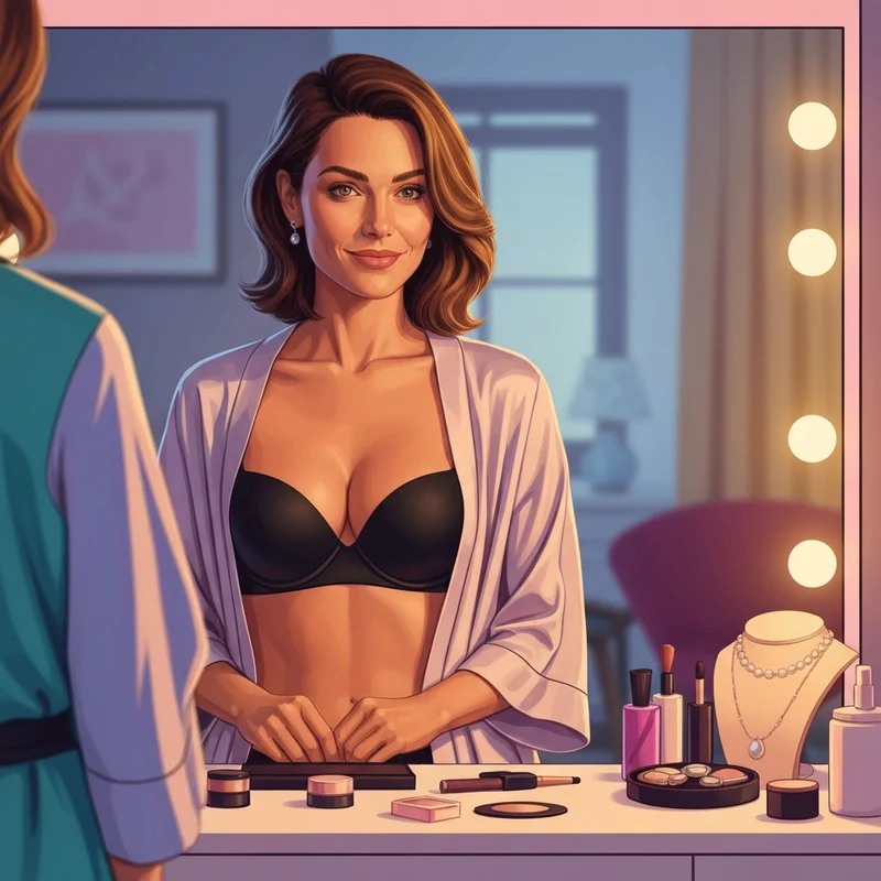 A confident young woman posing in a bombshell victoria secret bra to showcase a dramatic silhouette and glow-up aesthetic.