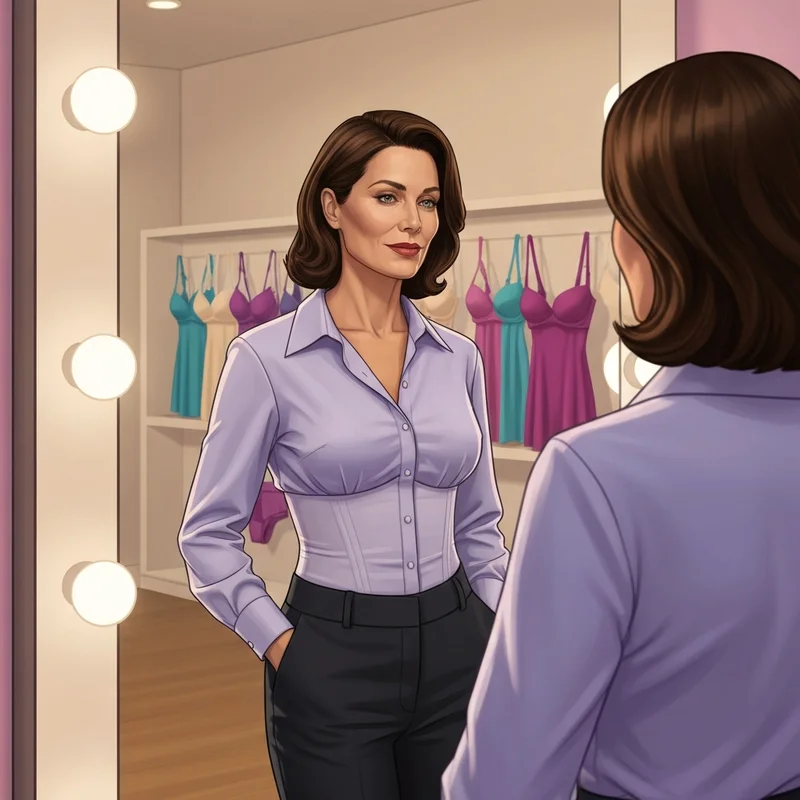 A woman demonstrating a confident, supported silhouette in a professional setting, highlighting the perfect fit of a big tits small bra.