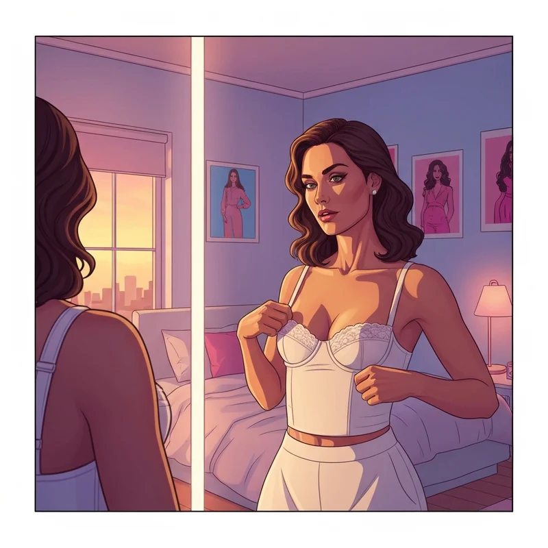 A young woman styling a Victoria Secret PINK bra to boost her confidence and achieve a modern aesthetic.