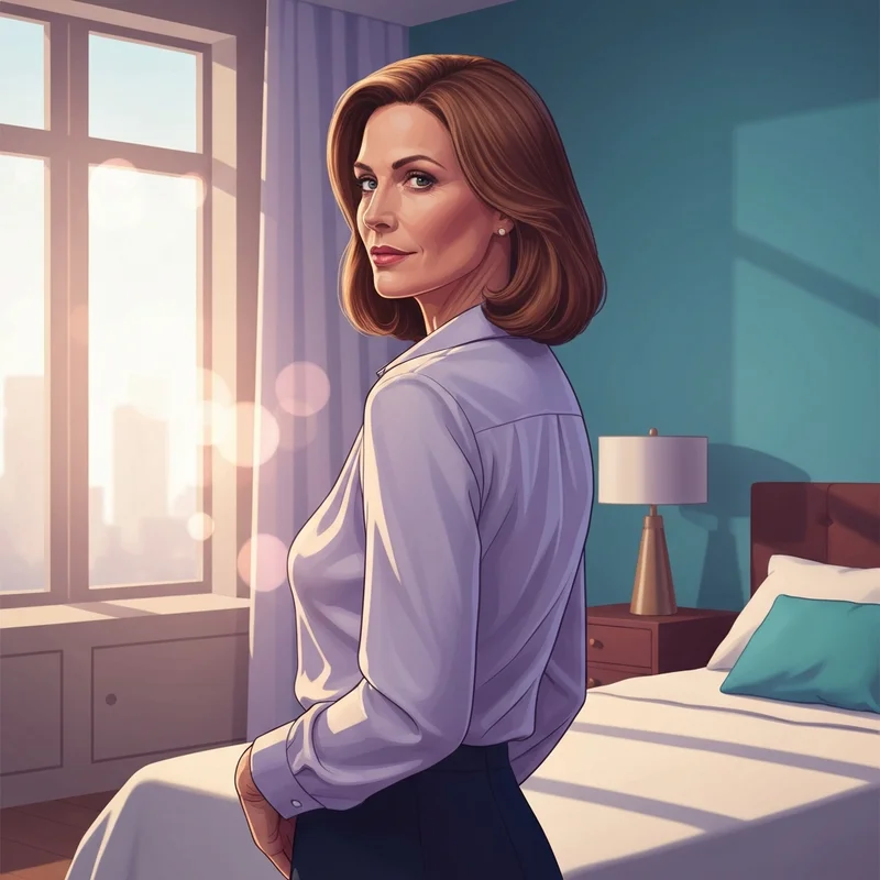 Woman wearing a silk blouse over a back smoothing push up bra for a seamless silhouette