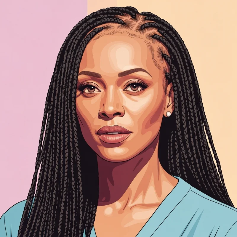 A woman wearing high-quality braid wigs human hair with a natural HD lace hairline.