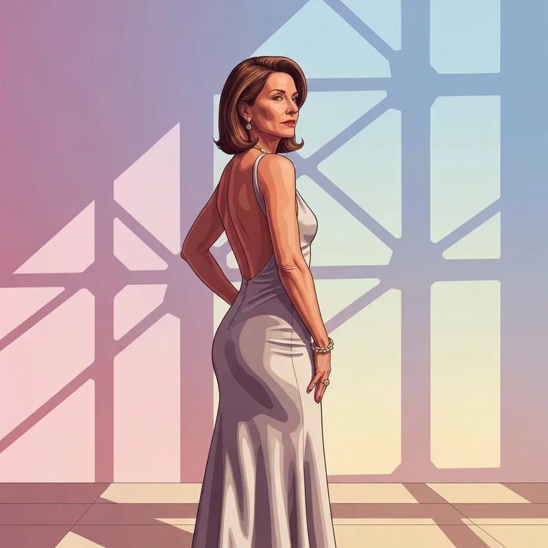 A woman showcasing the confident, gravity-defying results of the internal bra technique in a backless dress.