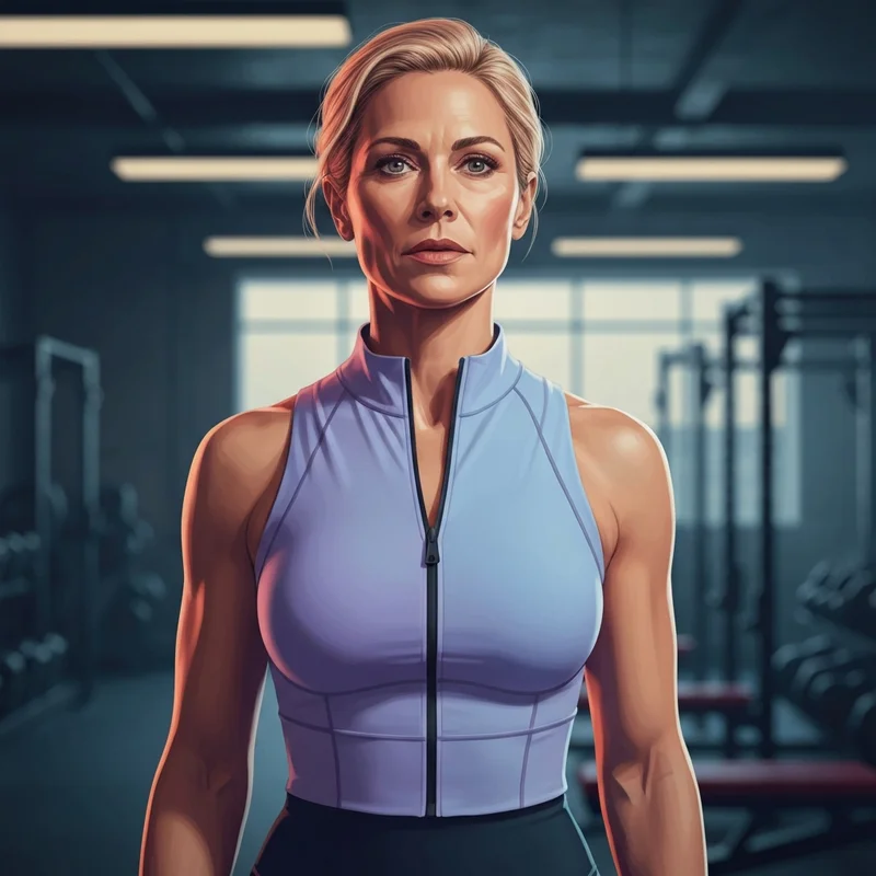 A woman wearing a high-performance vsx sports bra in a modern gym setting.