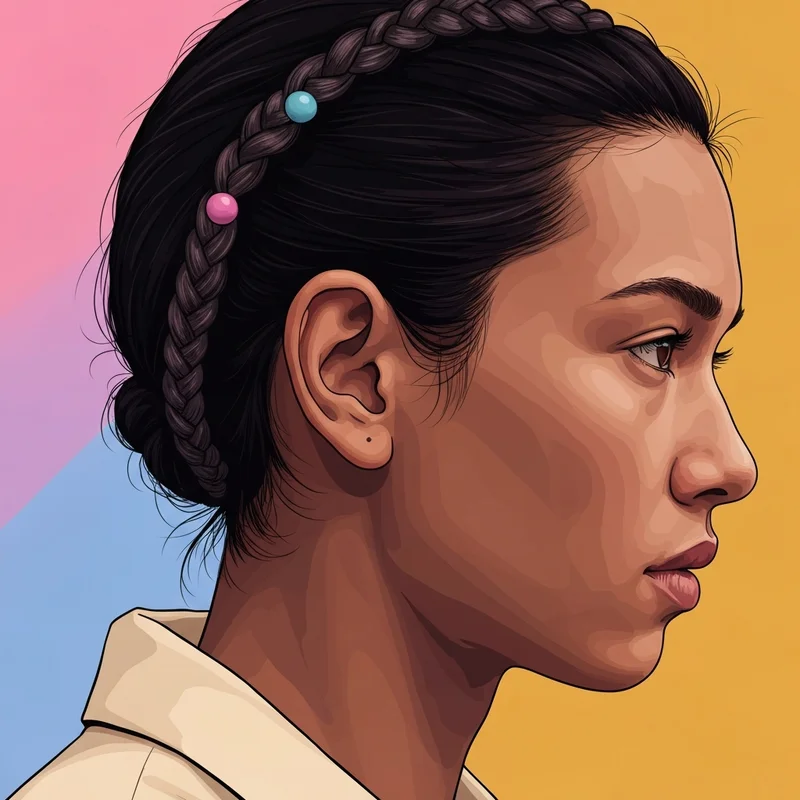 A detailed view of a jedi padawan braid with colored beads signifying personal growth and mastery.