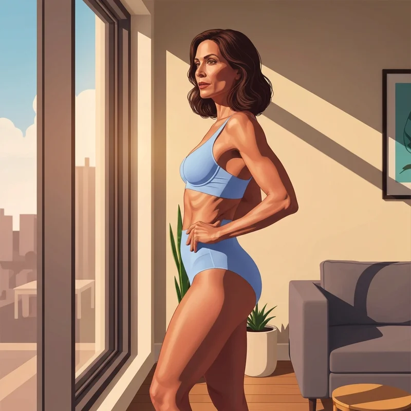 A confident woman showcasing the results of booty lift shapewear under a stylish dress.