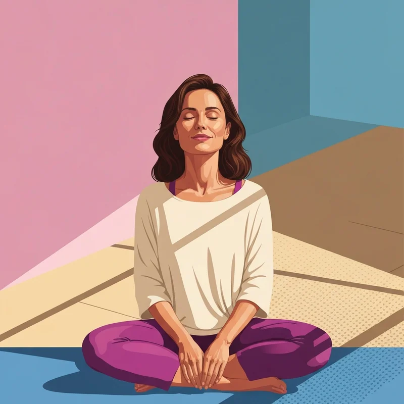 A woman wearing a 100 cotton sports bra in a bright yoga studio