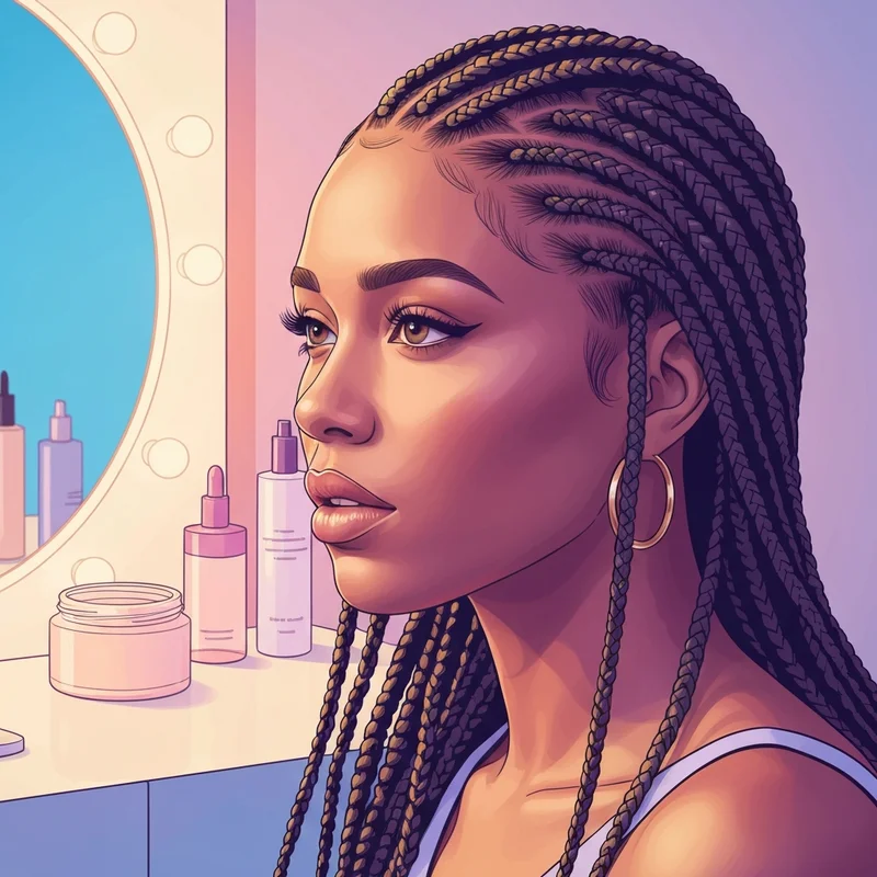 A woman showcasing a flawless protective style using All Day Locks Braid Gel for extreme hold and shine.