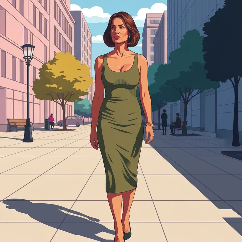 A stylish woman wearing one of the best built in bra dresses for a summer outing.