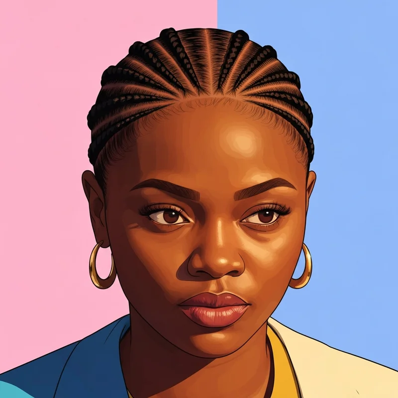 Detailed close-up of a neat and flat braid down for wig on a natural hair scalp.