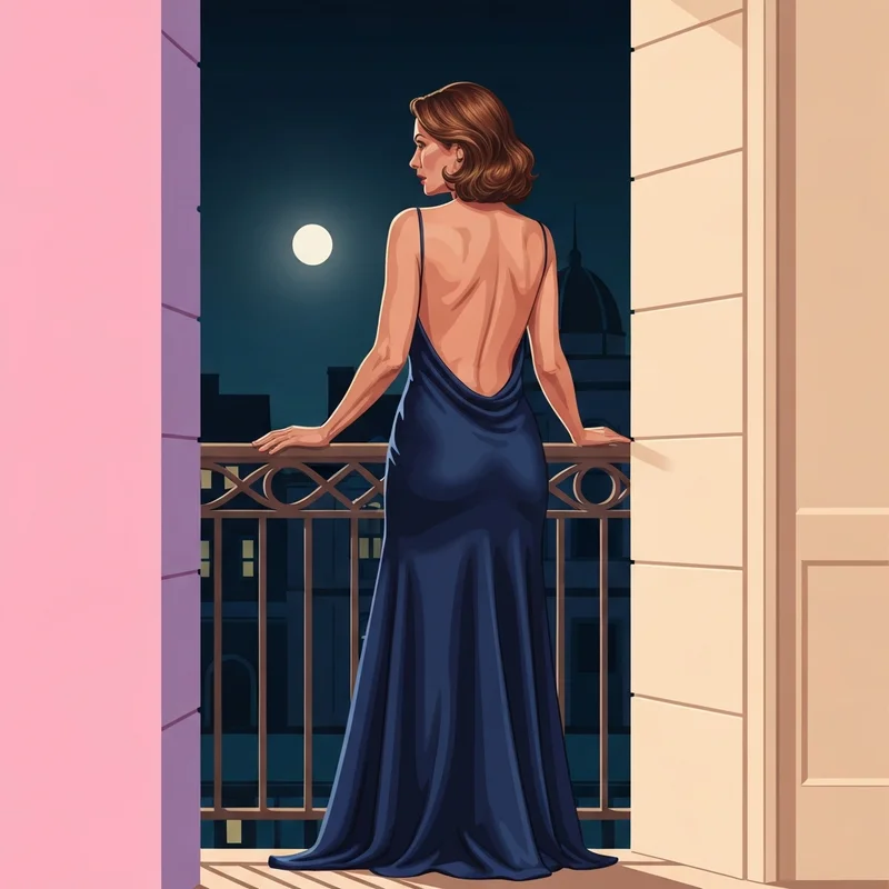 A woman wearing an elegant backless dress, demonstrating the need for a bra with transparent straps and back.