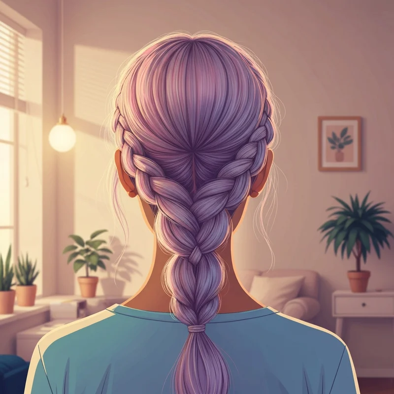 A detailed 3D reverse braid on a woman with textured hair showing the under-cross technique.