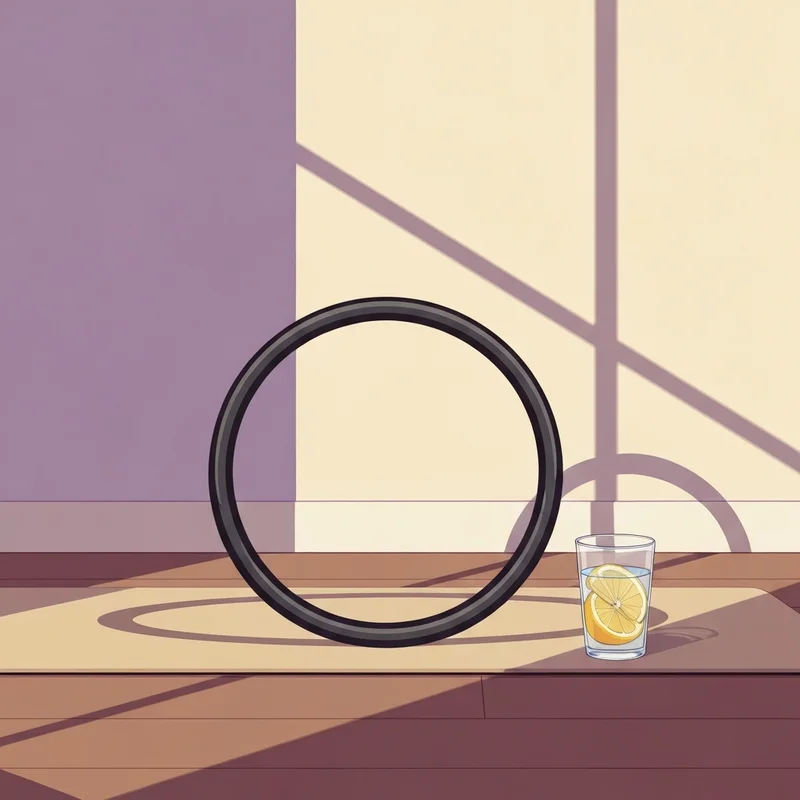 A minimalist home gym setup featuring the essential tools for a pilates ring workout to achieve a toned physique.