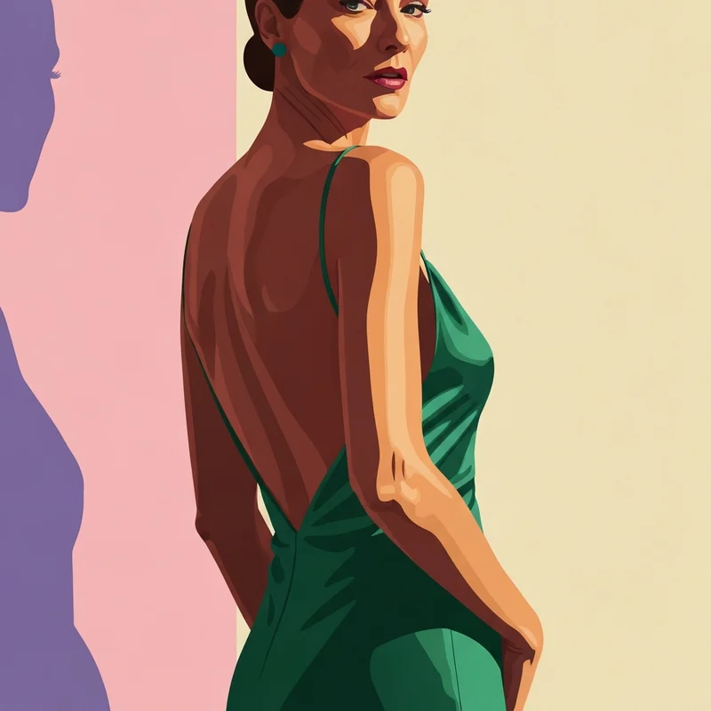 A woman in a backless dress showing the perfect lift and invisible support provided by snowy sticky bra inserts.