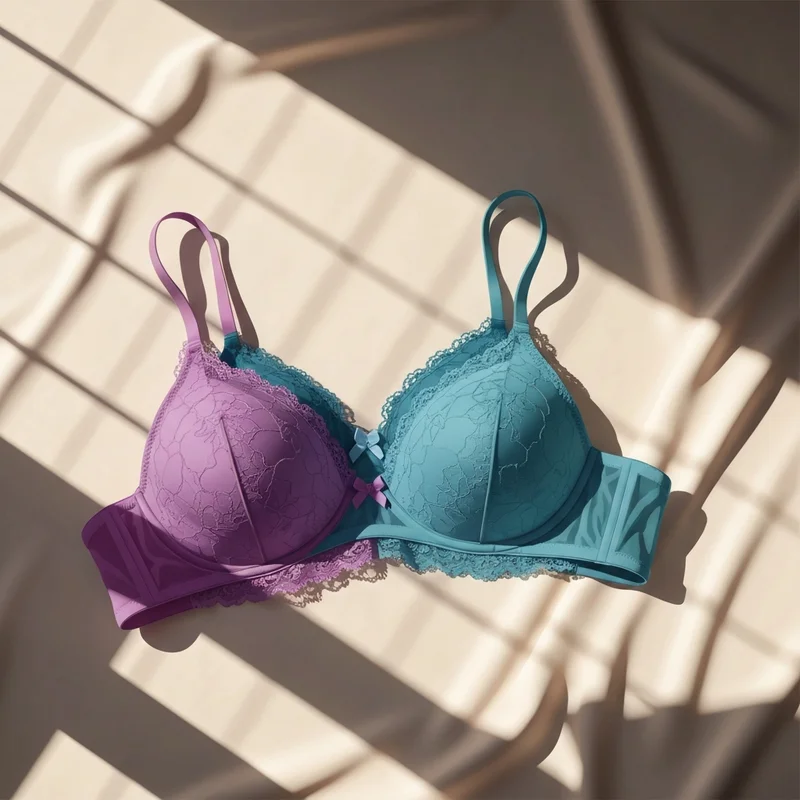 A side-by-side comparison of a push up bra vs padded bra to show construction differences.