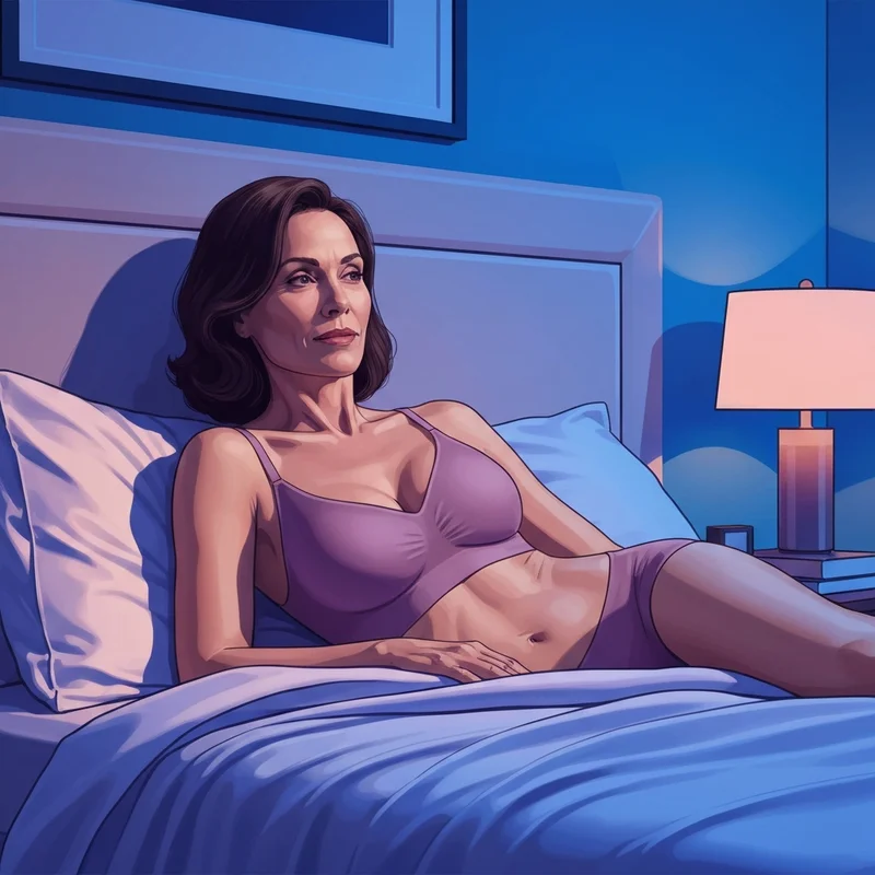 A woman wearing the best sleep bra for maximum comfort and overnight support.