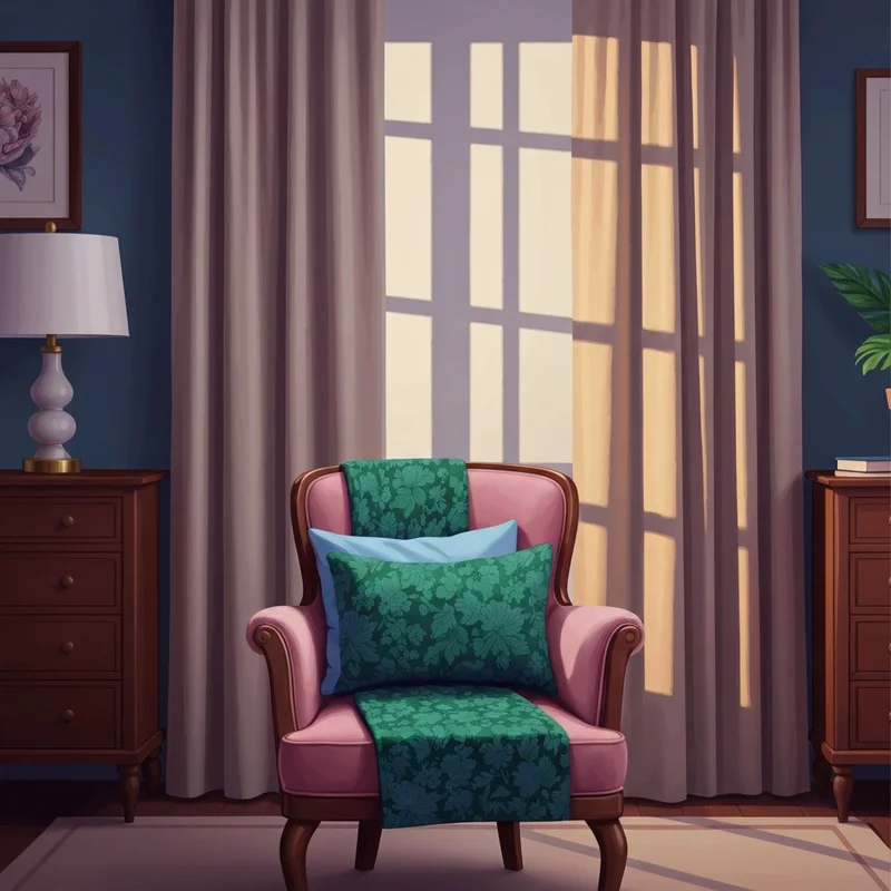 An emerald green lace panty bra set arranged on a luxury chair to symbolize confidence and self-care.