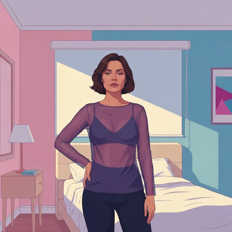 A woman exploring the transparent try on haul lingerie no bra trend with confidence.