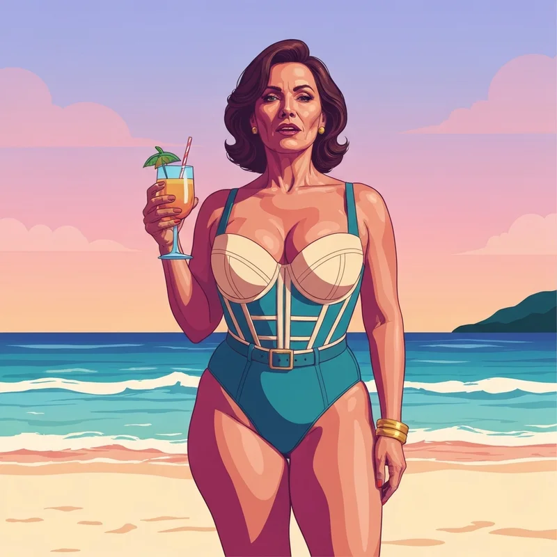 A woman wearing one of the best plus size swimsuits with underwire bra on a sunny beach.