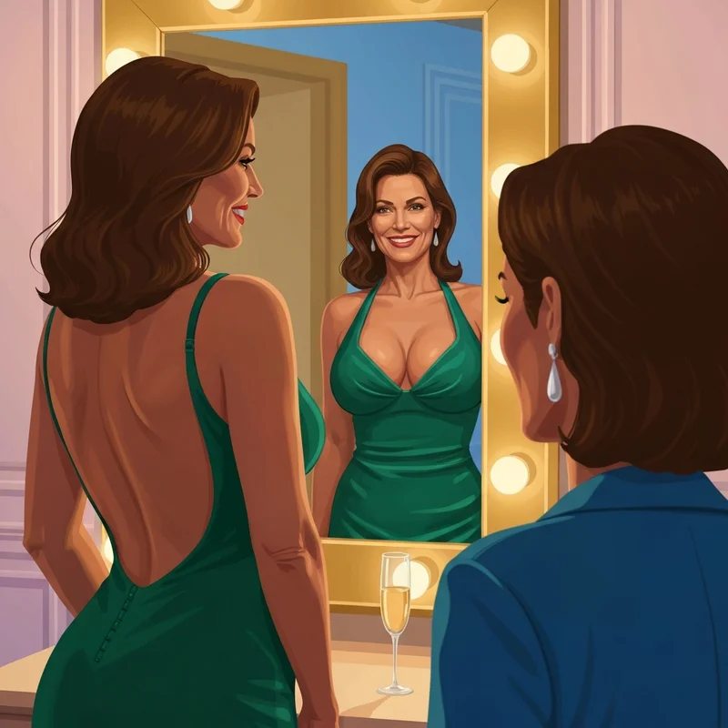 Woman in an emerald green backless dress showcasing a backless bra for large breasts solution.