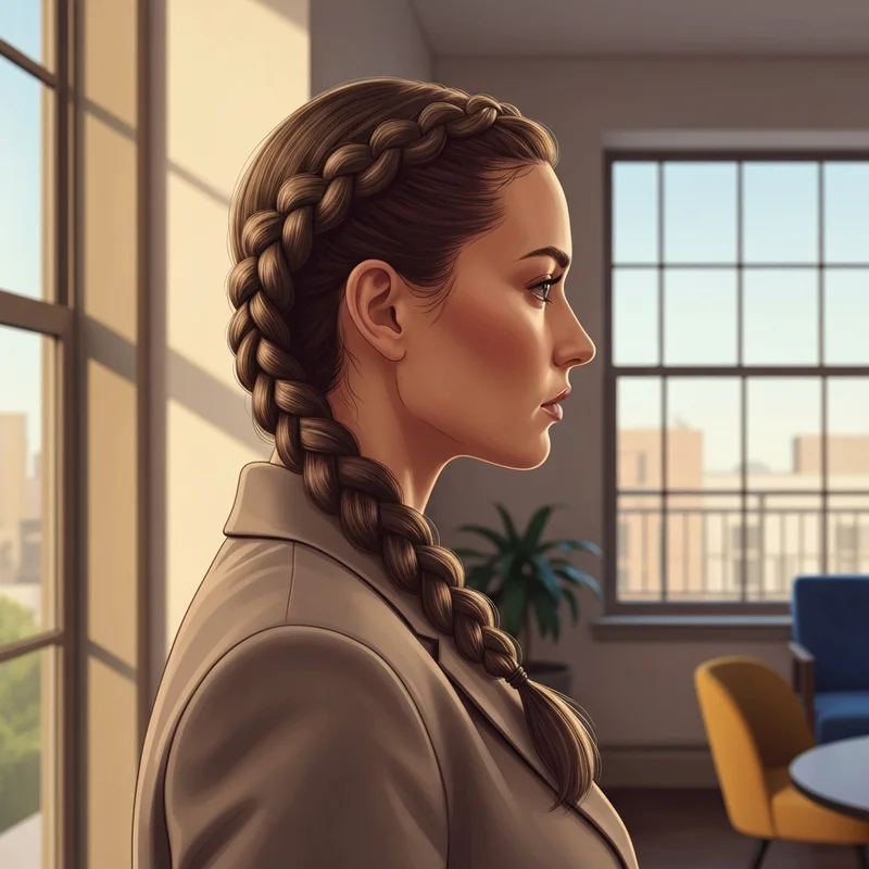 A close-up shot of a perfectly styled 2 strand braid showcasing the rope twist technique on a young woman.