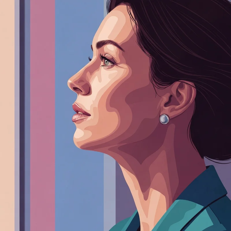 A young woman reflecting on the benefits of jaw botox for facial slimming and stress relief.