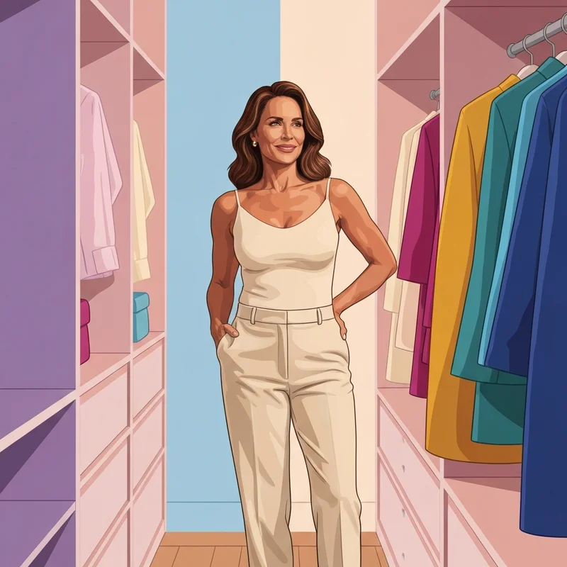 A confident woman wearing yummie tummie shapewear in a sunlit closet, showcasing body positivity and a smooth silhouette.