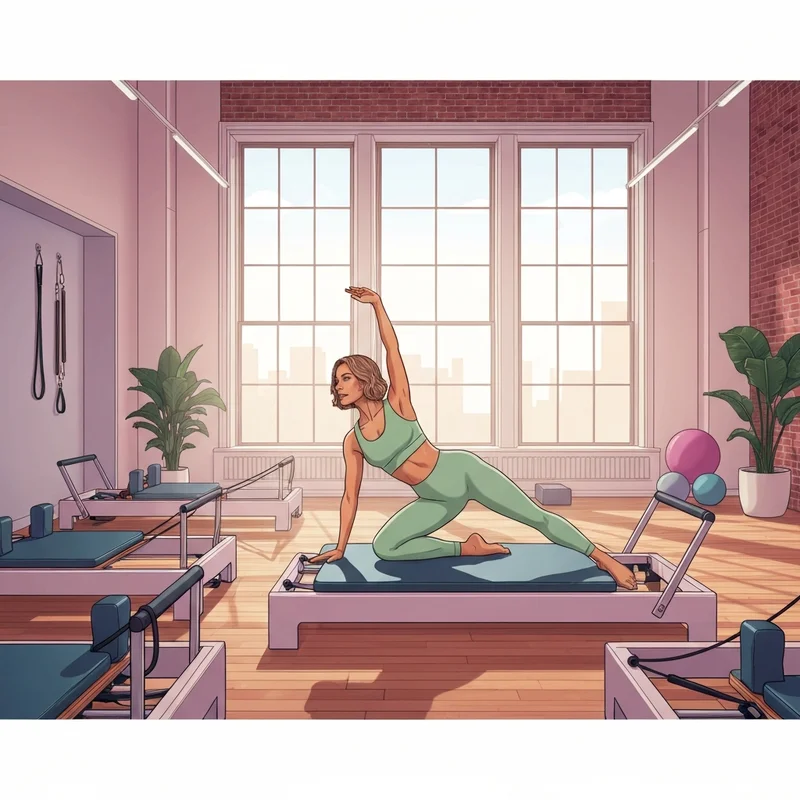 A serene morning session of pilates oak cliff in a sunlit Bishop Arts studio.