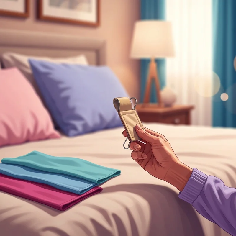 A close-up of different colored fabric bra extenders near me on a soft wooden surface.