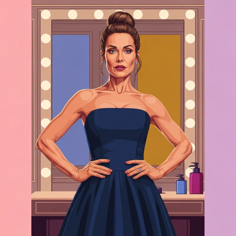 A woman wearing the best strapless bra for saggy breasts under an elegant navy gown.