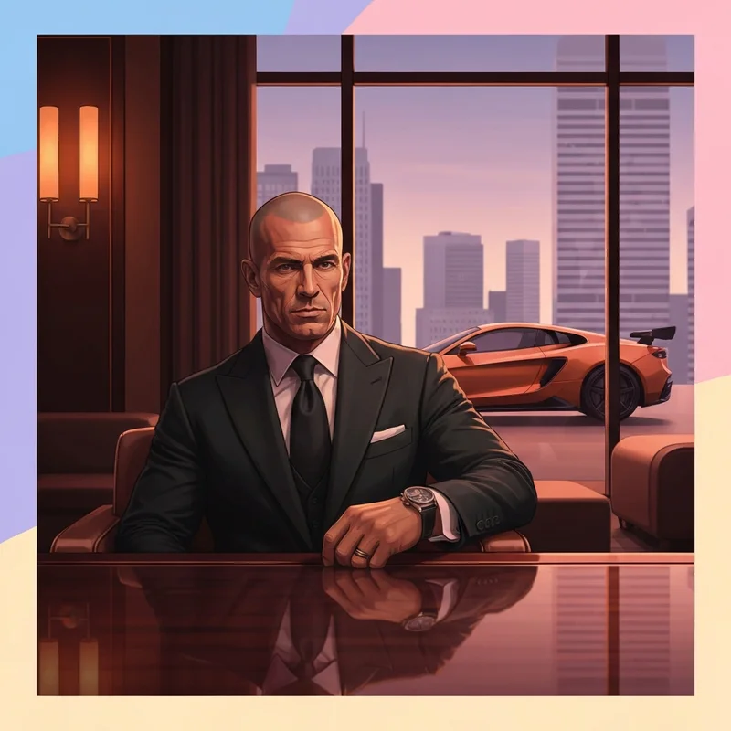 A cinematic depiction of an athletic man in a suit embodying the Andrew Tate persona of success and authority.