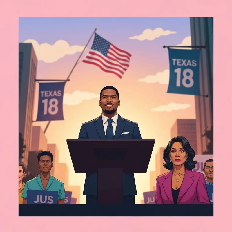 Christian Menefee celebrating a political victory in the Texas 18th Congressional District special election.