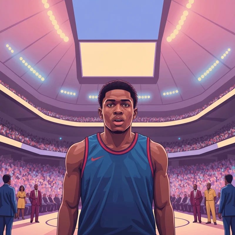 Darryn Peterson standing in the center of Allen Fieldhouse during a high-stakes game.